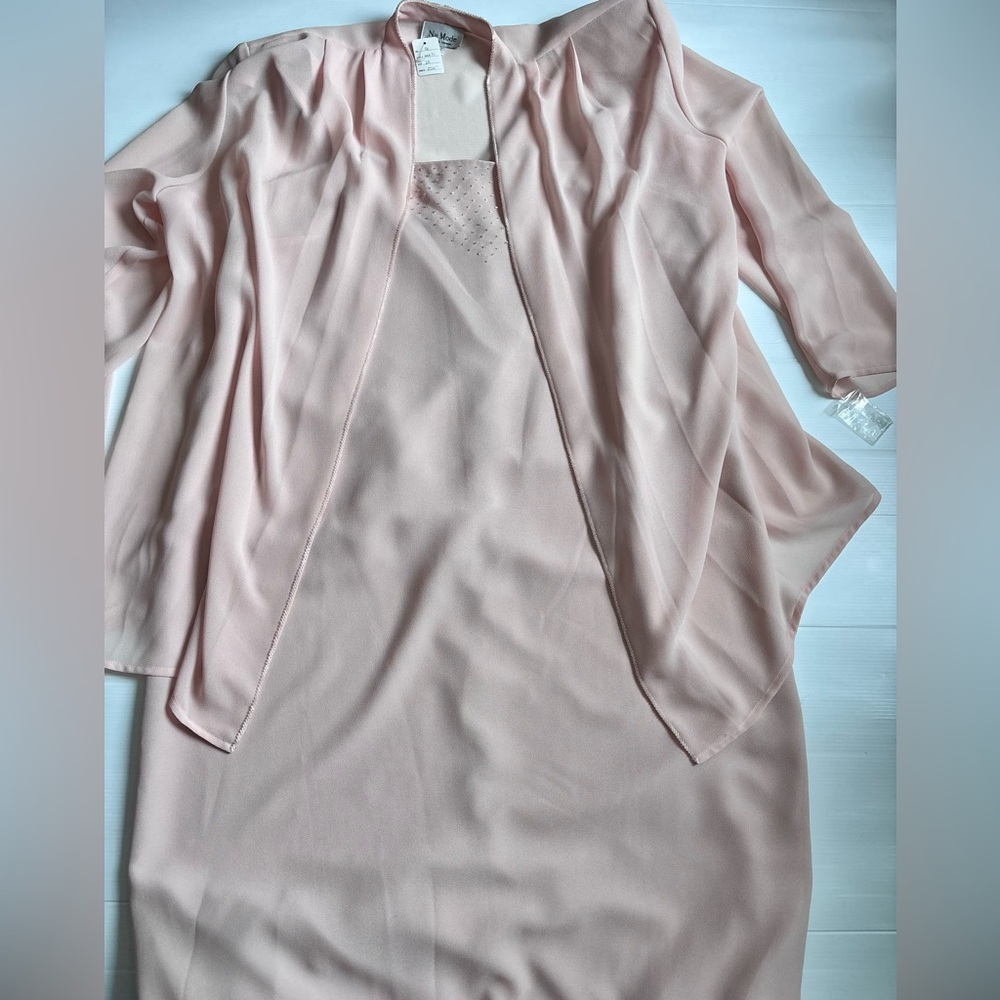 Vintage Nu Mode Dress and Jacket Set Size 22 Blush Pink